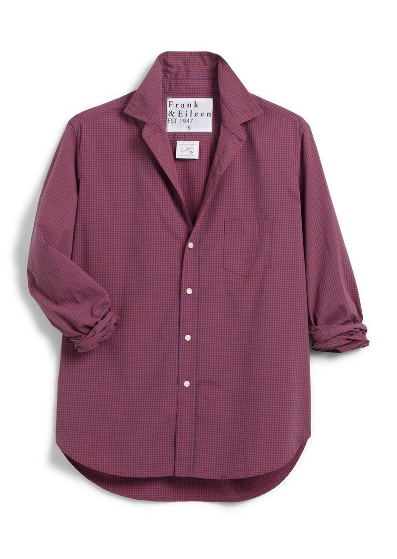 Frank & Eileen Women's Relaxed Button Up Shirt In Red And Navy Mini Check