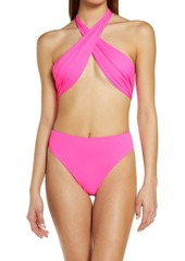 Frankies Bikinis Dorothy Halter Cutout One-Piece Swimsuit