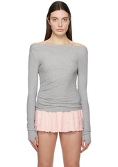 Frankies Bikinis Gray Dahlia Long Sleeve T-Shirt