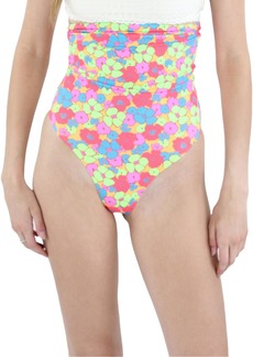 Frankies Bikinis Womens Open Shoulder Floral One-Piece Swimsuit
