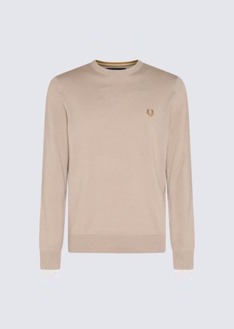 FRED PERRY BEIGE COTTON-WOOL BLEND JUMPER