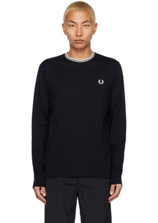 Fred Perry Black Crewneck Long Sleeve T-Shirt