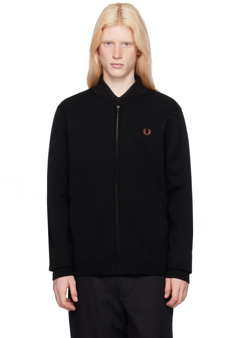 Fred Perry Black Embroidered Cardigan