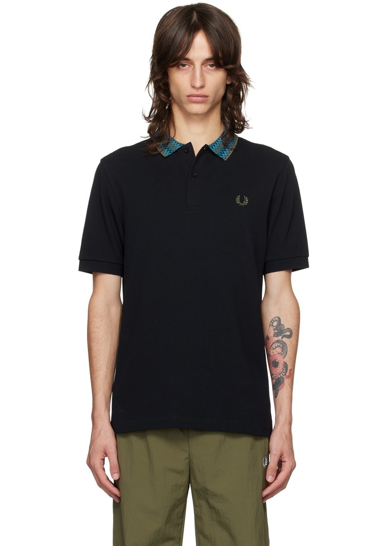 Fred Perry Black Jacquard Collar Polo