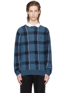 Fred Perry Blue Glitch Tartan Sweater