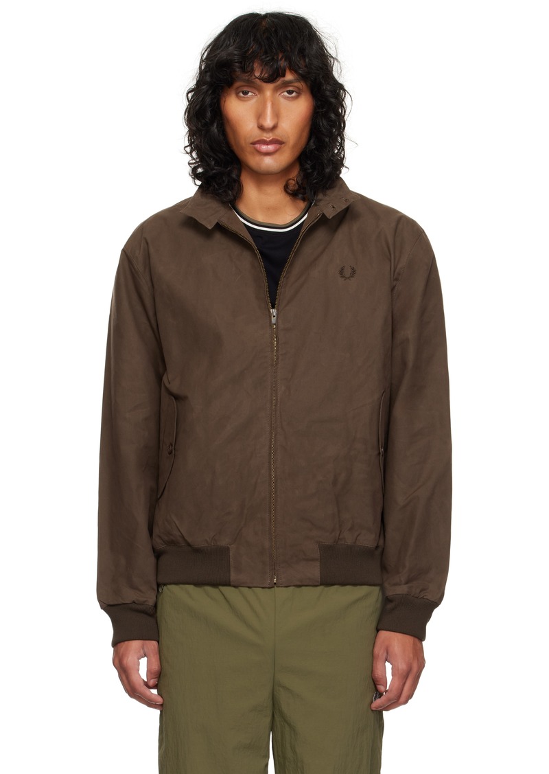 Fred Perry Brown Waxed Harrington Jacket