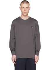 Fred Perry Gray Laurel Wreath Long Sleeve T-Shirt