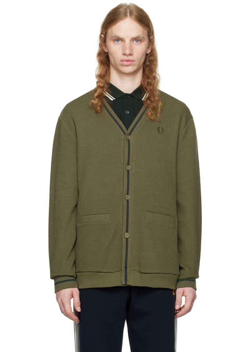 Fred Perry Green Tipped Piqué Texture Cardigan