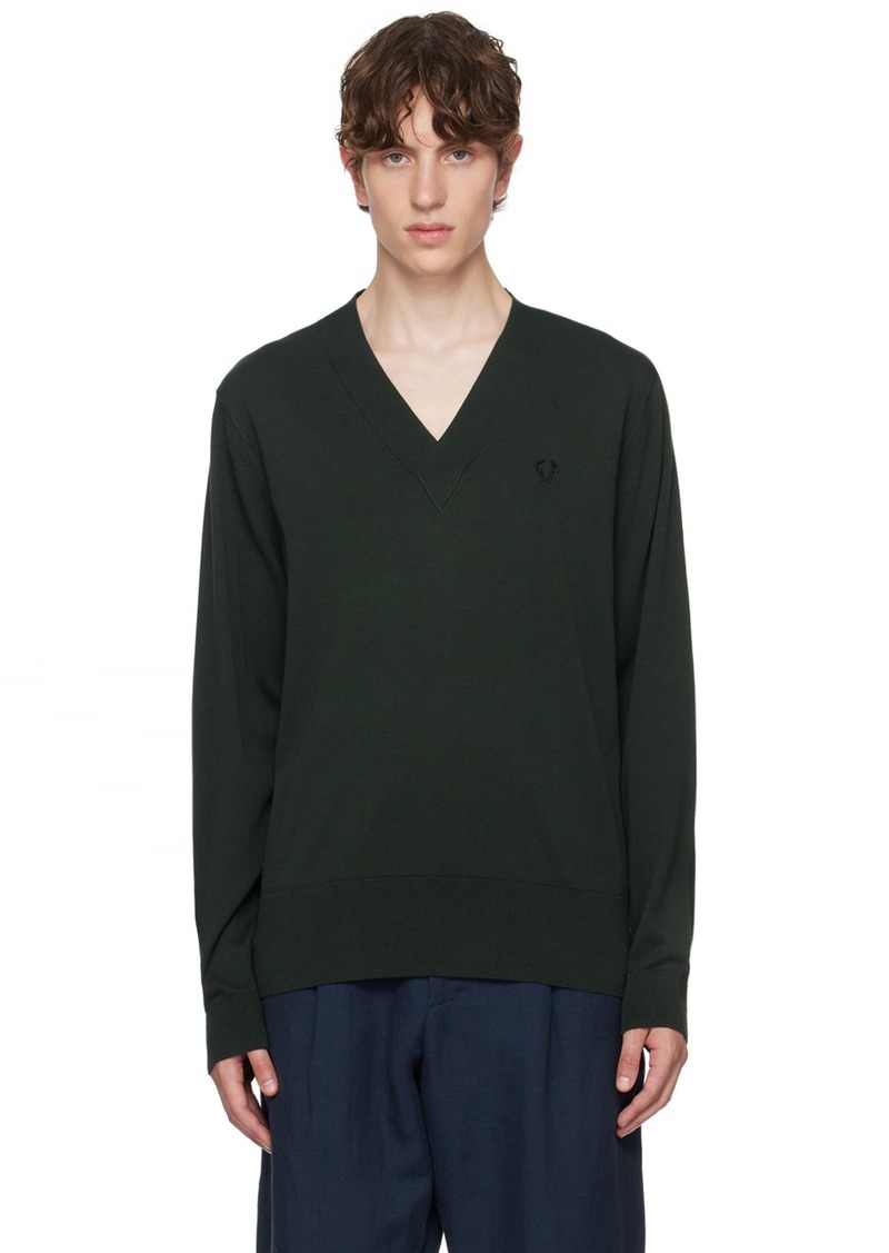 Fred Perry Green V-Neck Sweater