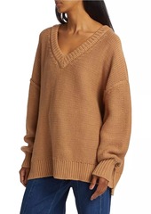 Free People Alli Cotton-Blend Oversized V-Neck Sweater