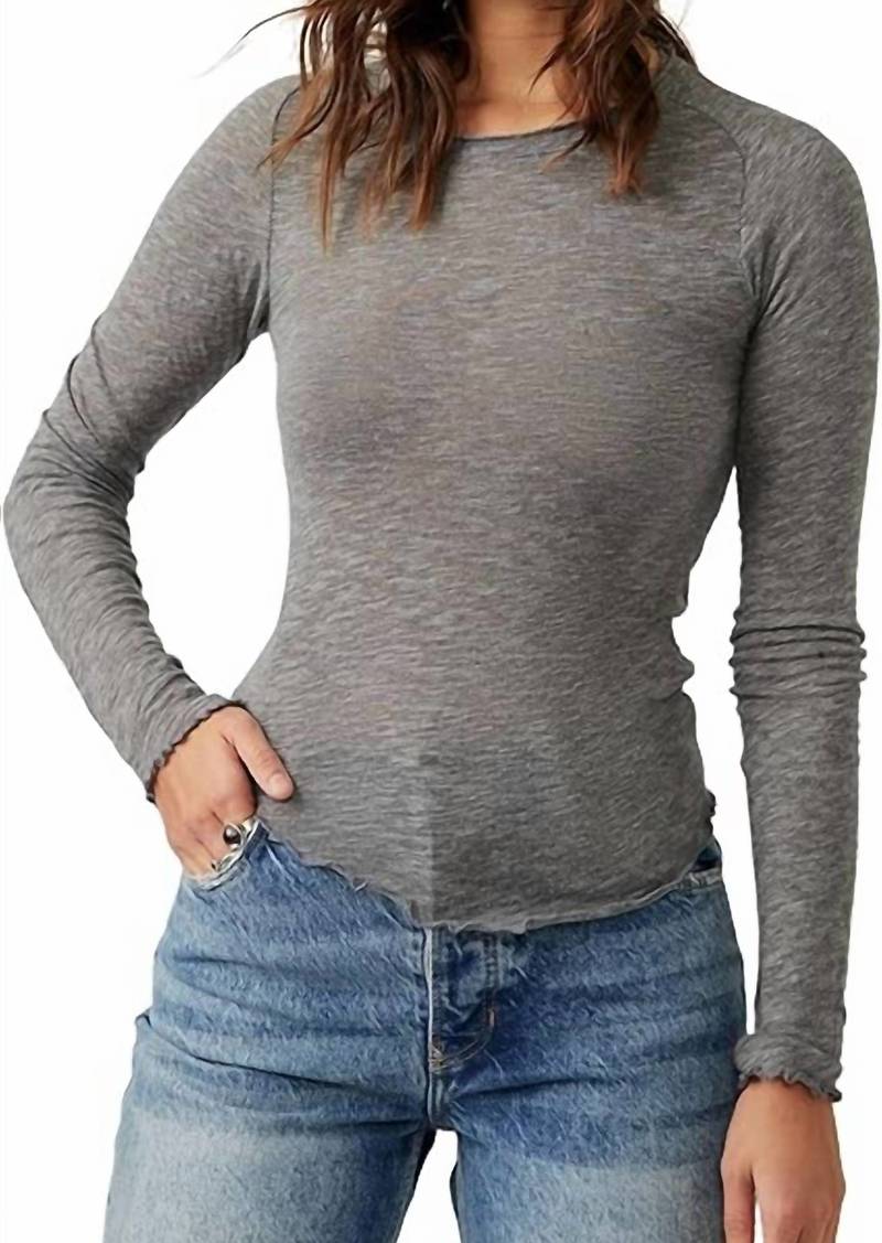 Free People Be My Baby Long Sleeve Top In Heather Grey