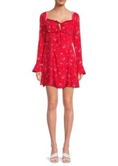 Free People Bell Sleeve Floral Mini Peasant Dress