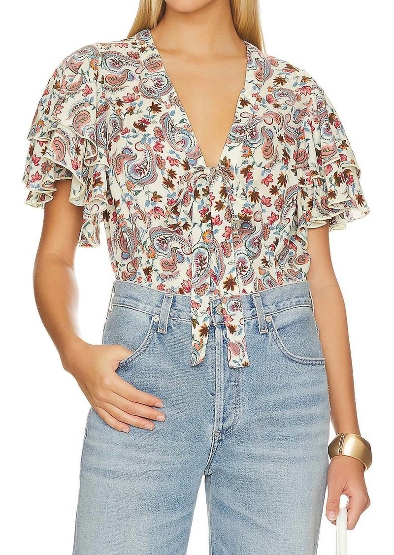 Free People Call Me Later Printed Bodysuit In Sweet Combo