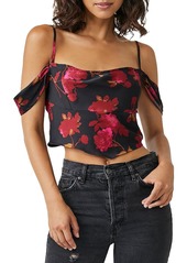 Free People Cassandra Womens Satin Cold Shoulder Cropped