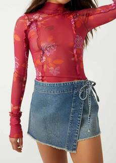 Free People Charlie Printed Mesh Top In Red