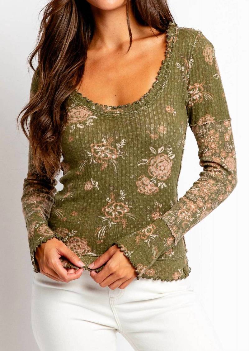 Free People Clover Printed Thermal Top In Green