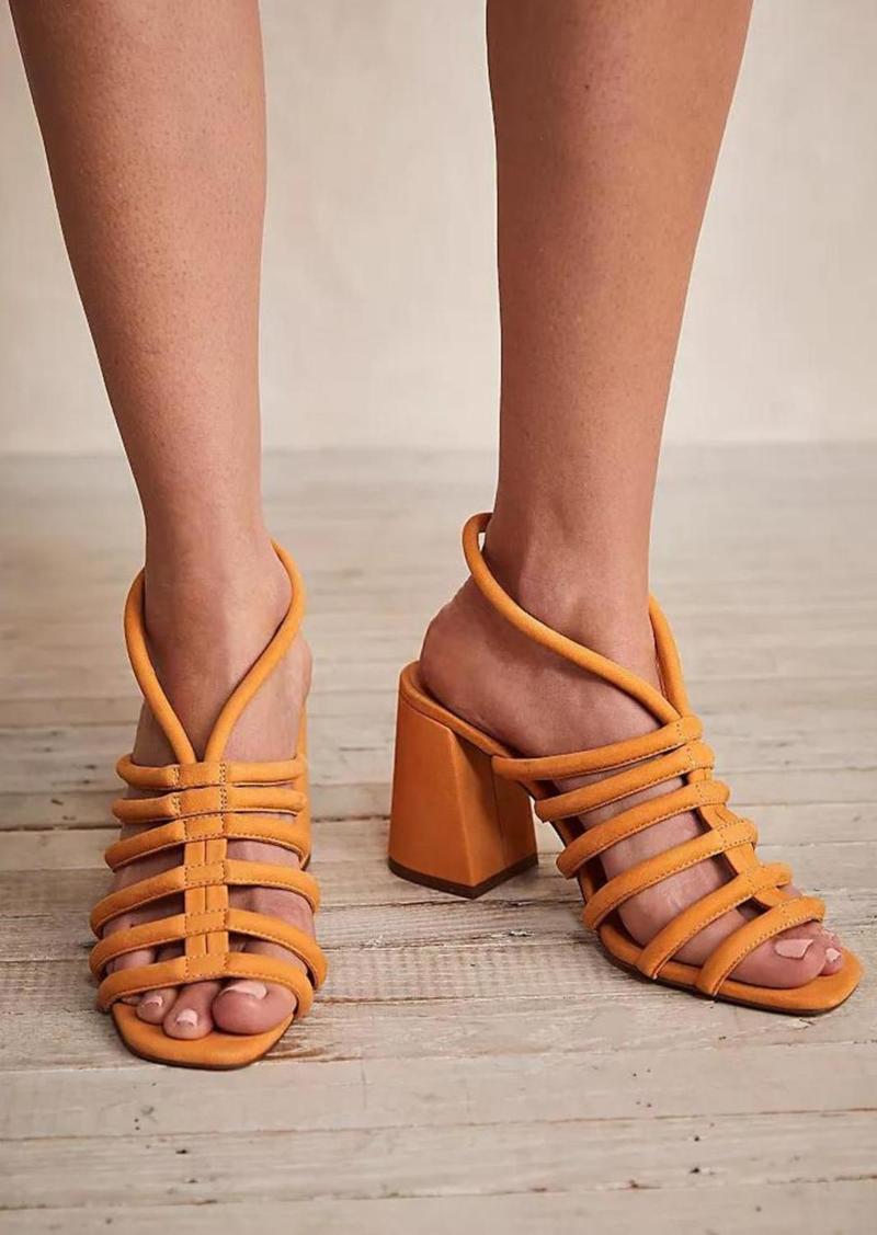 Free People Colette Cinched Heels In Hot Orange