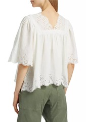 Free People Costa Cotton Eyelet Plunge Top