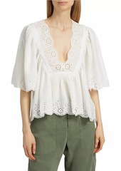 Free People Costa Cotton Eyelet Plunge Top