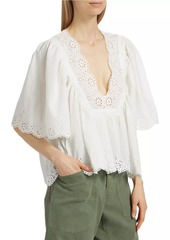 Free People Costa Cotton Eyelet Plunge Top