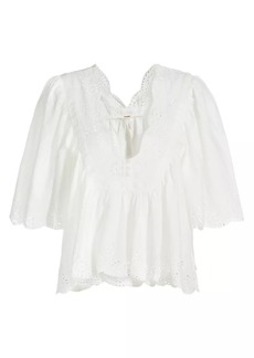 Free People Costa Cotton Eyelet Plunge Top