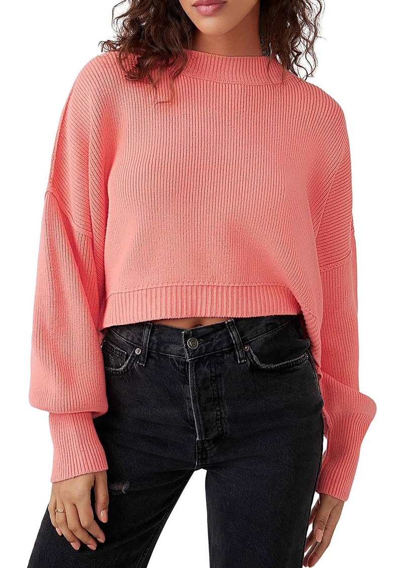 Free People Easy Street Womens Mock Neck Cropped Pullover Sweater