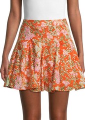 Free People End Of The Island Floral Godet Skirt