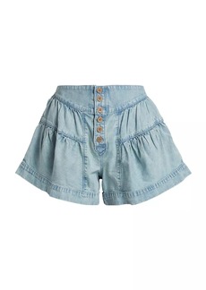 Free People Fleur Tiered Chambray Shorts