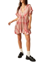 Free People Agnes Plaid Asymmetric Hem Minidress