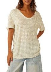 Free People All I Need Stripe Linen & Cotton T-Shirt