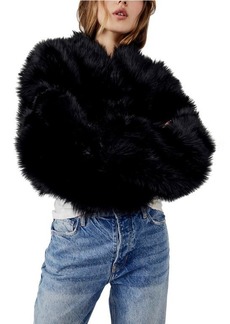 Free People All Night Faux Fur Jacket in Black at Nordstrom