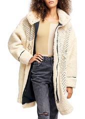 Free People Avery Embroidered Teddy Coat