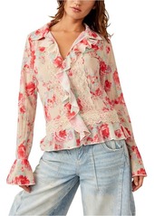 Free People Bad at Love Print Lace Shirt