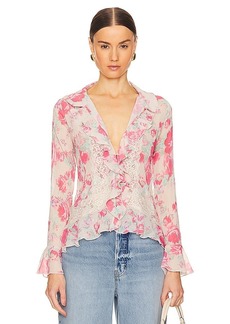 Free People Bad At Love Printed Blouse In Ivory Combo