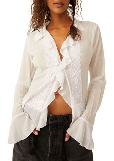 Free People Bad at Love Ruffle Button-Up Shirt