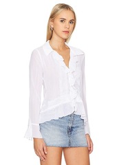 Free People Bad At Love Solid Blouse In Ivory