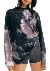 Free People Be Free Tie Dye Oversize Long Sleeve T-Shirt in Charcoal Combo at Nordstrom
