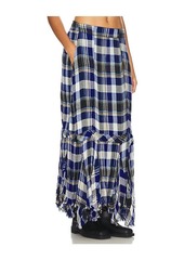 Free People Bordeaux Plaid Maxi Skirt