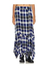 Free People Bordeaux Plaid Maxi Skirt