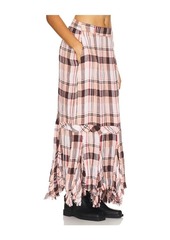 Free People Bordeaux Plaid Maxi Skirt