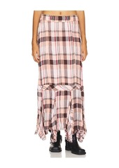 Free People Bordeaux Plaid Maxi Skirt