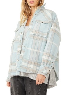 Free People Cabin Cozy Flannel Shirt in Seafoam at Nordstrom