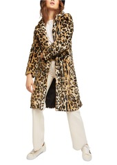 Free People Chloe Leopard Faux Fur Duster Jacket