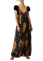 Free People Collette Floral Print Embroidered Maxi Dress