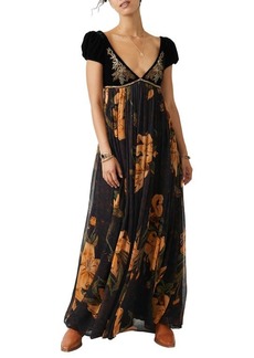 Free People Collette Floral Print Embroidered Maxi Dress in Multi at Nordstrom