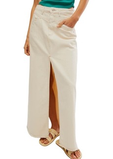 Free People Come as You Are Frayed Hem Denim Maxi Skirt