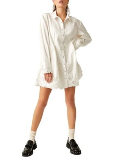 Free People Constance Floral Lace Long Sleeve Mini Shirtdress