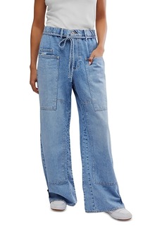 Free People Crvy Outlaw Mid Rise Wide Leg Jeans in Drizzle
