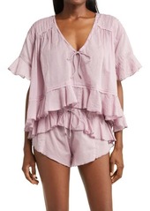 Free People Daydreamer Ruffle Semisheer Cotton Pajamas