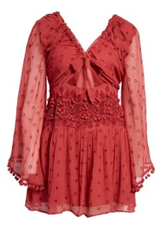 Free People Della Sole Cutout Long Sleeve Minidres in Red Clover at Nordstrom